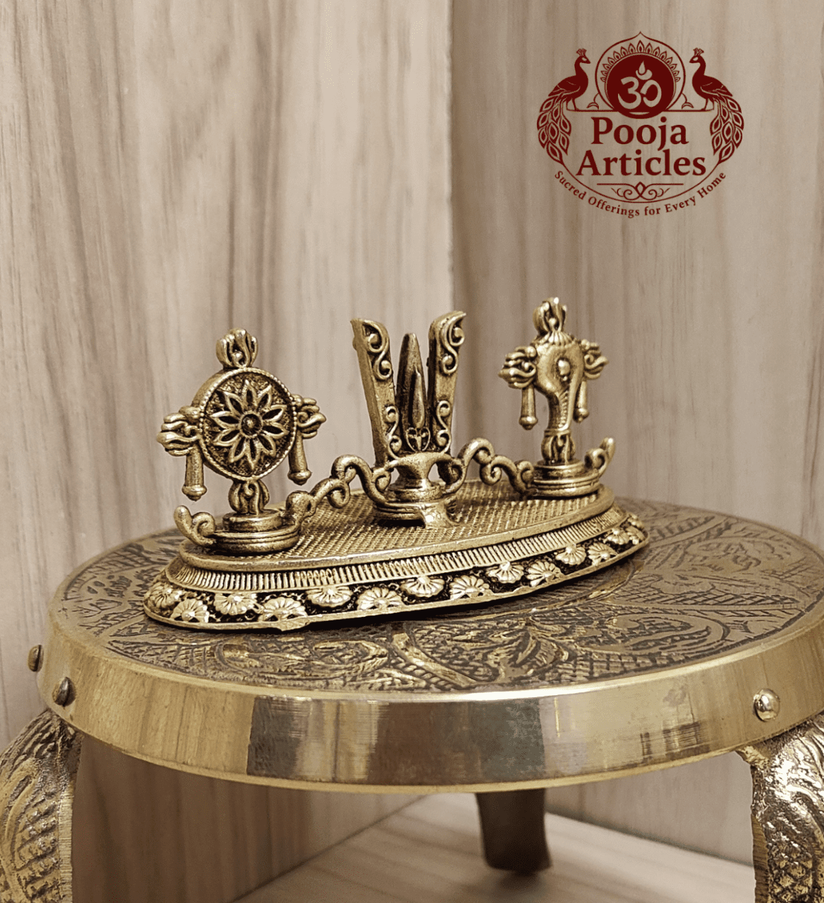 Buy Premium Brass Shankh Chakra Namah Idol 90g, 1.5" – Sacred Vishnu Symbol Brass Idol for Home