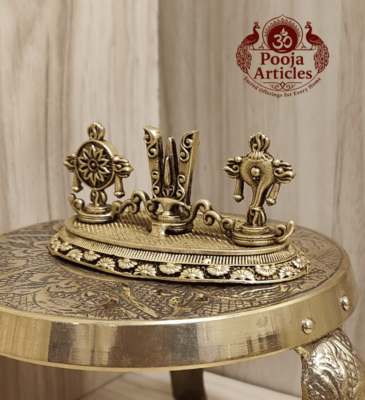 Buy Premium Brass Shankh Chakra Namah Idol 90g, 1.5" – Sacred Vishnu Symbol Brass Idol for Home