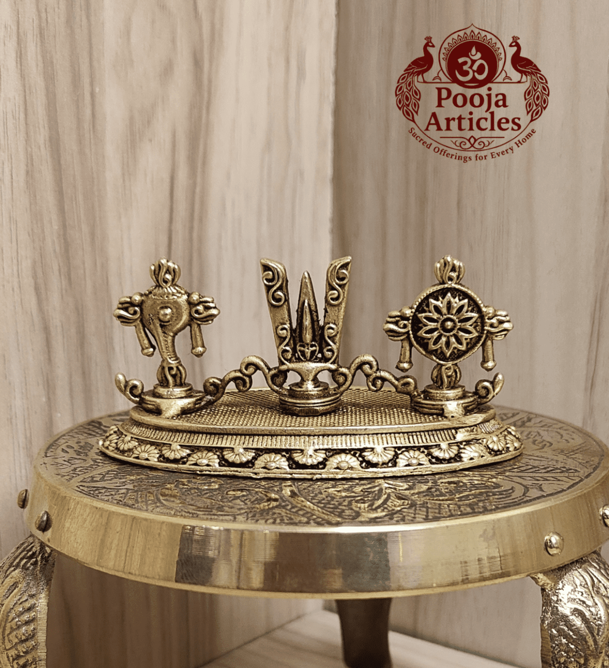 Buy Premium Brass Shankh Chakra Namah Idol 90g, 1.5" – Sacred Vishnu Symbol Brass Idol for Home